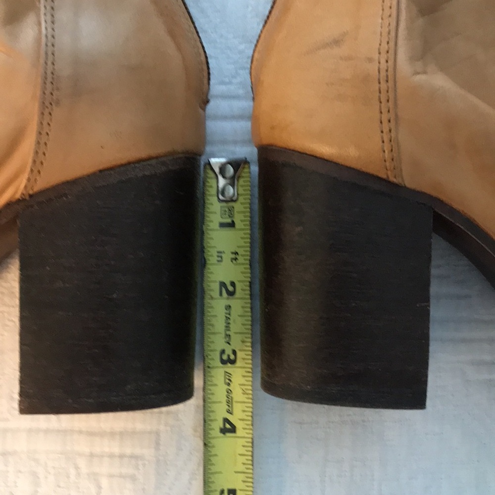 Free People Elle Camel Tan Buttery Leather Boots Bootie Block Heel 8 - Picture 16 of 17